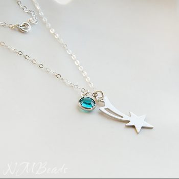 Personalized Shooting Star Necklace With Swarovski Birthstone Sterling Silver