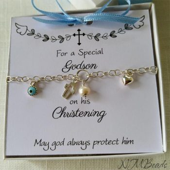 Children Charm Bracelet Sterling Silver Christening Baptism Keepsake Gift For Boys Girls
