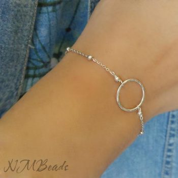 Delicate Circle Bracelet With Satellite Chain Sterling Silver