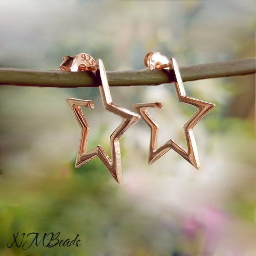 Open Star Hoop Earrings Sterling Silver Rose Gold Modern Minimalist