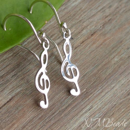 Simple Treble Clef Dangle Earrings Sterling Silver Minimalist Music Note Girls Jewelry