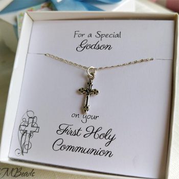 Cross Necklace Sterling Silver First Holy Communion Gift