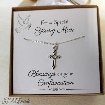 Cross Necklace Sterling Silver Confirmation Gift For Young Man
