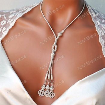 OOAK Love Knot Y Necklace With Long Tassel