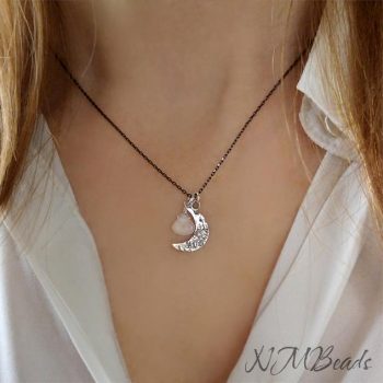 Delicate Crescent Moon Necklace With Moonstone