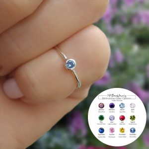 Tiny Birthstone Ring Adjustable Personalized Little Girls Jewelry